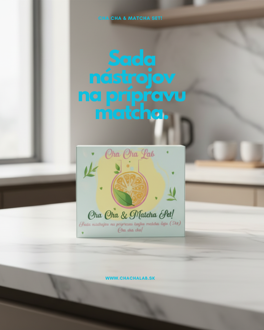 ChaChaLab - Matcha tea készítő eszközkészlet (5 db) - Mentazöld (Chawan / tál 500 ml)