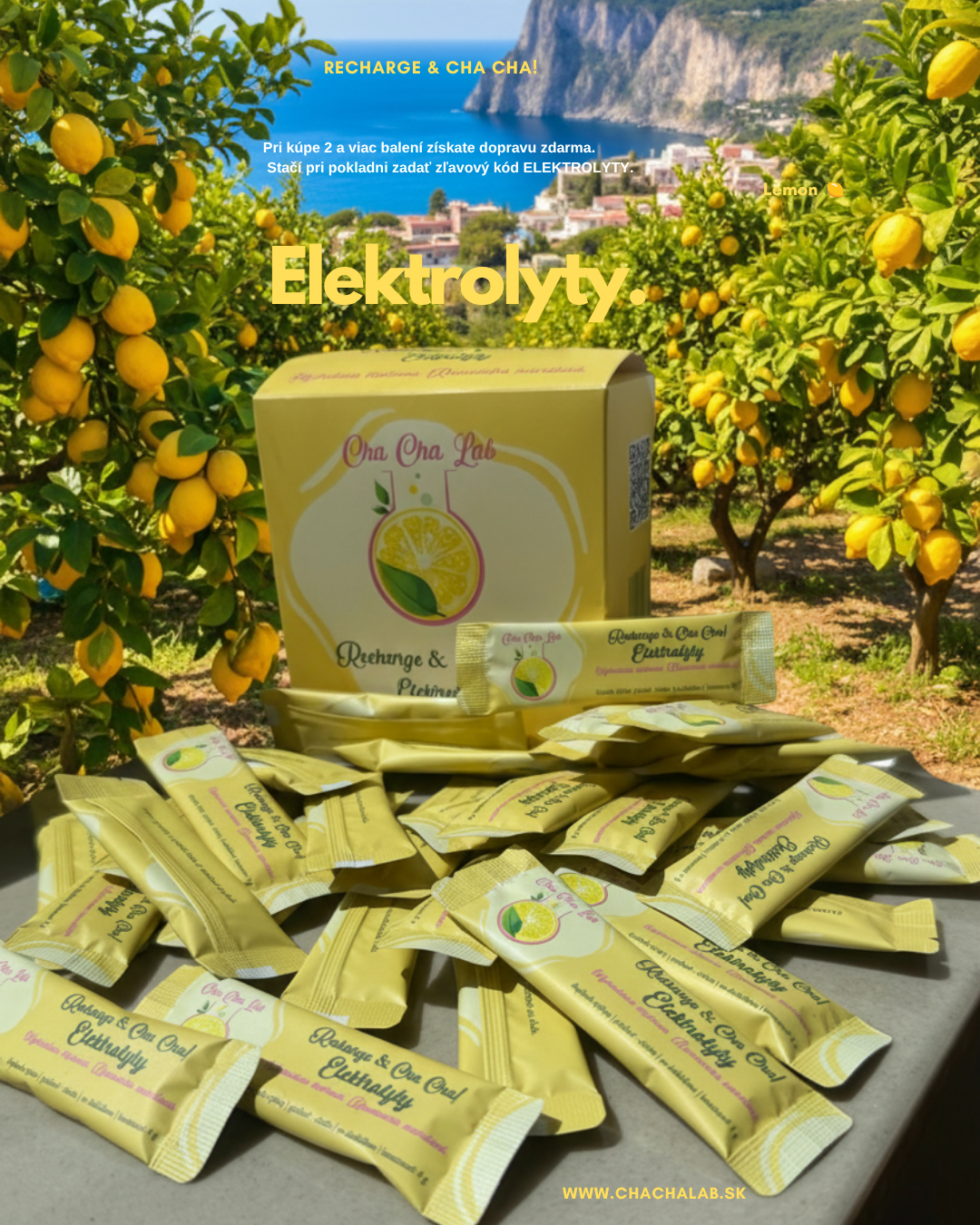 ChaChaLab - Elektrolyty citrón (120 g) – iontový nápoj v prášku (30 x 4 g)