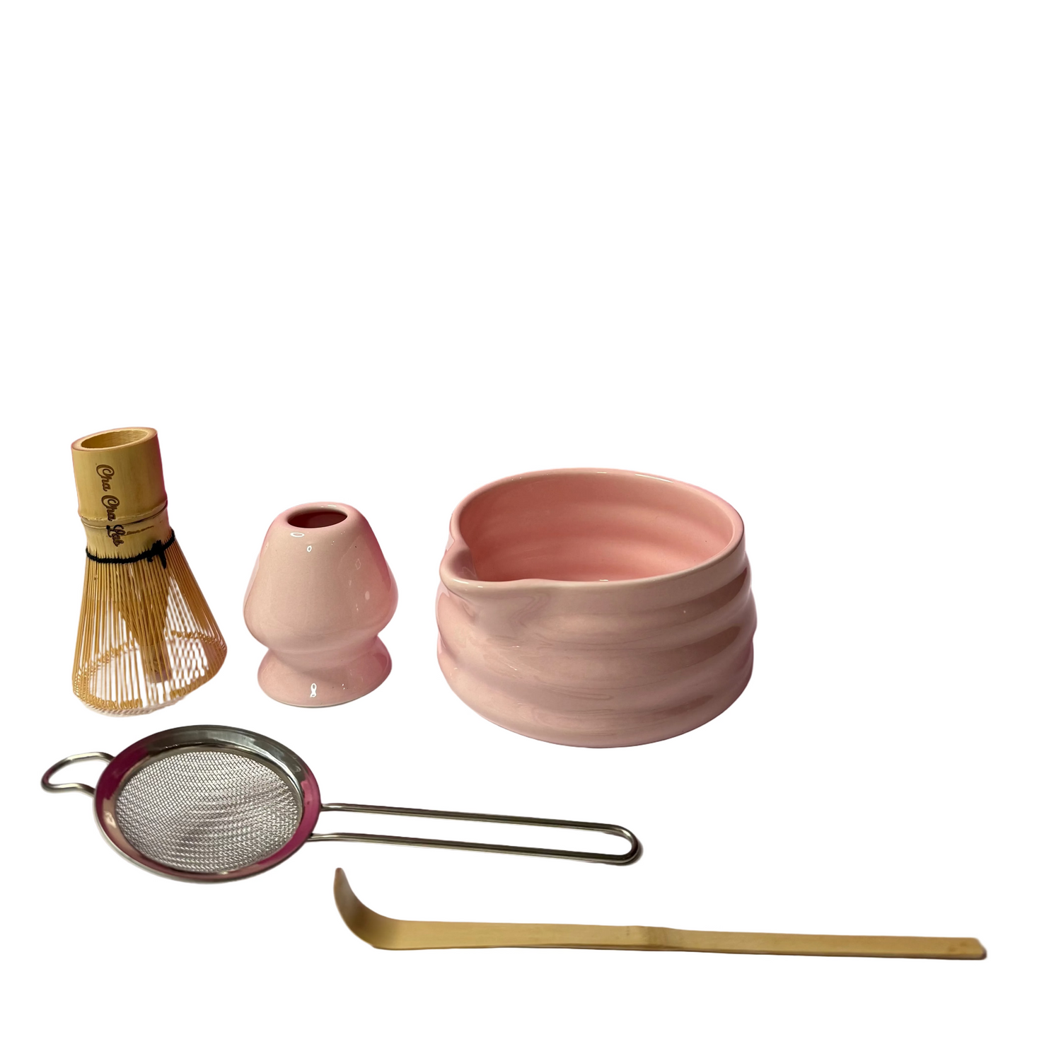 ChaChaLab - Pirosító rózsaszín Matcha teáskészlet (5 db) 