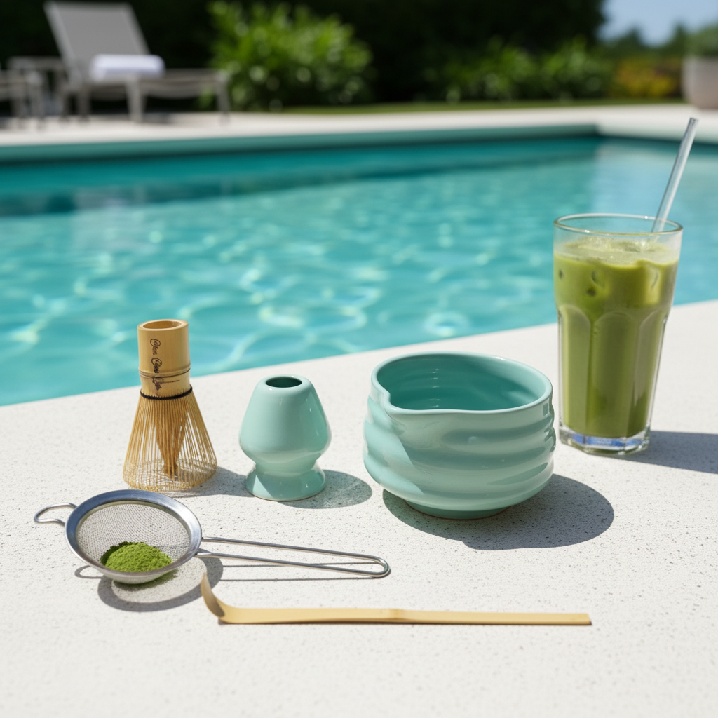 ChaChaLab - Matcha tea készítő eszközkészlet (5 db) - Mentazöld (Chawan / tál 500 ml)