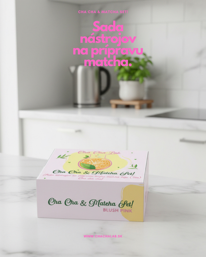 ChaChaLab - Matcha tea készítő eszközkészlet (5 db) - Rózsaszín (Chawan / tál 500 ml)
