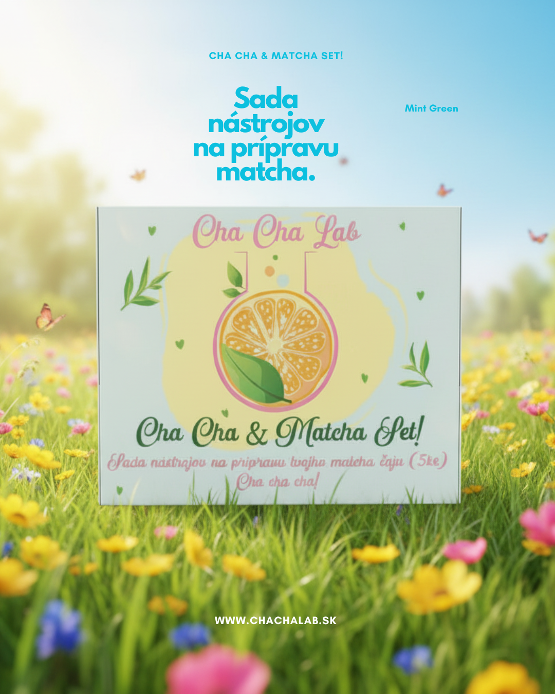 ChaChaLab - Matcha tea készítő eszközkészlet (5 db) - Mentazöld (Chawan / tál 500 ml)